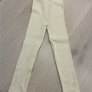 2 Ribbed Leggings white and brown